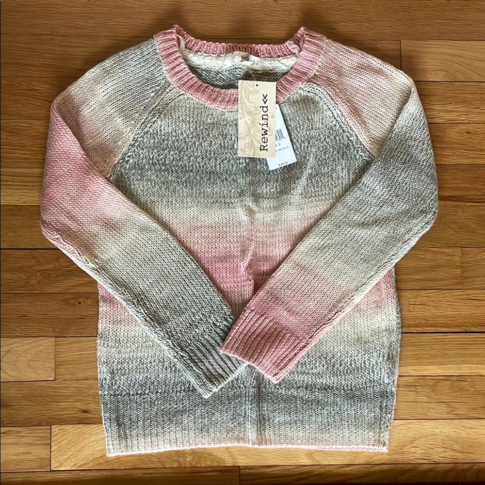 Rewind Pink and Gray Ombre Crew Neck Sweater
